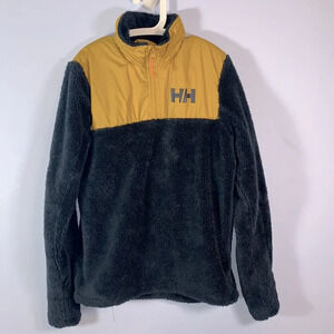 HELLY HANSEN size 12 kids mustard yellow navy blue Colorblock CHAMP pullover